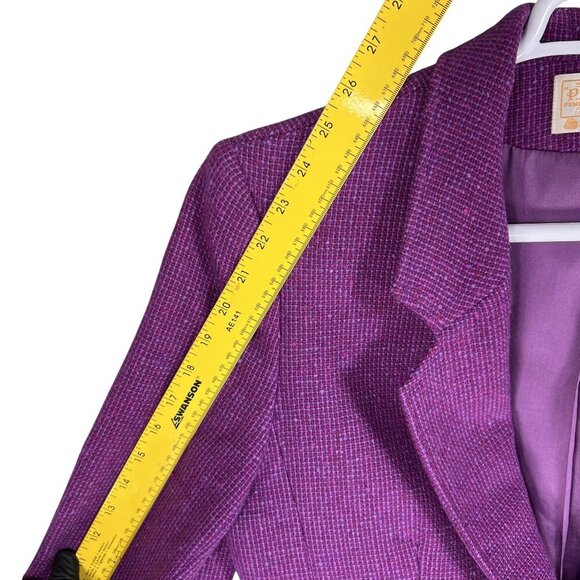 Pendleton Women 14 Pure Virgin Wool Blazer Purple Tweed Jacket USA Made Timeless - Picture 12 of 16
